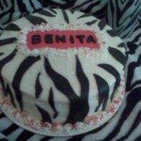 Zebra Striped Birthday Cake Red Velvet Cake with Cream Cheese Buttercream and Black Fondant Zebra Striped Accents