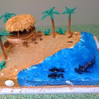 Beach Cake Very fun! Lots of fondant figures, starbursts, tootsie rolls, caramels. Huge hit for a birthday party for a diver!