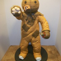 Trick 'r Treat "sam" Cake and gum paste figures based on the movie "Trick 'r Treat". Cake stood 26 inches tall.