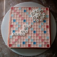 Scrabble made as a farewell cake for a friend who played scrabble with me for hours and hours :) all fondant decoration except the lines on the...