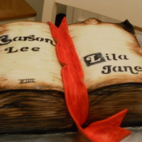 Rustic Open Bible Chocolate fudge cake w/ buttercream and Oreo. Fondant covered and hand painted to get the rustic look. This was my first appt at a book,...