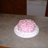Happy Valentines Day Strawberry cake with strawberry cream filling and strawberry buttercream under fondant.