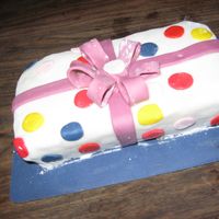 Present This was a very simple standard chocolate cake wrapped in fondant as present for a collegue of mine...