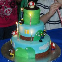 Super Mario Cake This cake was for my son's 9th birthday. The Luigi and Shy Guy are little toys that I swiped from his room, but the rest is made of...