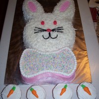 Easter Bunny Cake My mom used to make this with coconut, but I decided to do buttercream fur instead.