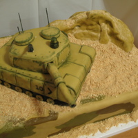 Tank Chocolate pound cake and fondant. Everything is edible and hand painted