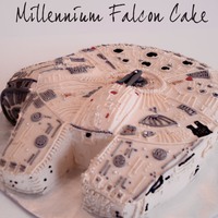 Millennium Falcon Millennium Falcon cake, all buttercream except for fondant gun on top. Step by step How-To on my blog http://.www.doughmesstic.com , search...