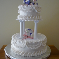 Pansey Wedding Cake Wedding cake for the final of my intermediate class! And my first wedding cake design! Nosegay is made of royal icing panseys, cake is...