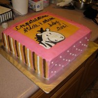 Welcome Baby Ava! White cake with strawberries and whipped cream for filling and all buttercream frosting.