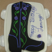 Girly Cowboy Boot Chocolate cake with Bavarian Cream filling and fondant.