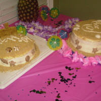 Honeymoon Bridal Cake These cakes I did for my sister's bridal shower and the theme was honeymoon. They're both white cake with whipped cream frosting...