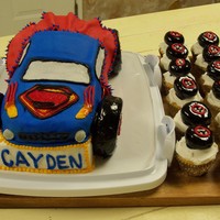 Superman Car First Attempt at a 3 D cake 9 hours later here is what I came up with.