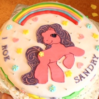 My Little Pony My client wanted cake with My Little Pony and a lot of colorful details. I figured out something like that. All is fondant, the pony is...