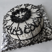 Baroque Style In Black & White Birthday cake for a friend. Baroque style and decorated with marzipan