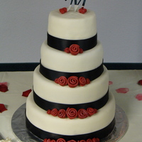 Wedding Cake This is the tallest cake I have ever made, only 3rd fondant one. Bottom and top tiers are WASC, and middle two are Chocolate. All filled...