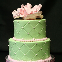 Simple In Green And Pink This cake is very simple yet very elegant. It's all buttercream except for the flower which was made out of gumpaste.