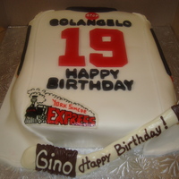 Local Hockey Team Jersey Made this for an 8th birthday party / communion celebration. White cake with whipped vanilla pudding filling, covered in MMF. Team logo is...