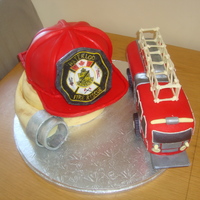 Fire Fighter Combo! Inspired by Shayesmomma and mom2twogrlz helmet/hose cake - THANK YOU to both of you!!!!! Made this cake for a friend who was just accepted...