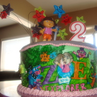 Dora Stars! A little Dora cake for my little Dora freak! Changed the Dora the Explorer logo to read Zoe and drew in all her friends. MMF stars with RI...