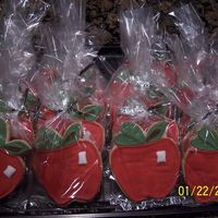 100Th Day Of School Apple cookies made for my son's 100th day of school. NFSC with royal icing.