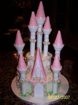 Castle Cake Wilton Castle Kit...... accents in MMF. Chocolate cake with buttercream icing. This cake was a lot of fun to make and a nightmare to...