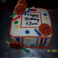 Khari's Birthday 8" strawberry cake..... buttercream with fondant accents and NFSC/RI basketballs.