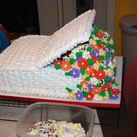 Basket Cake With Flowers Flowers are royal icing, the rest is buttercream.