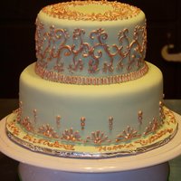 Green And Bronze Birthday Cake. This is actually my birthday cake, but it is a wedding cake style...Chocolate expresso cake with bittersweet chocolate ganache and...