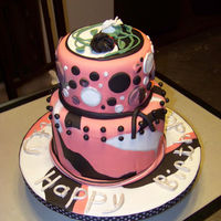 Birthday Cake For A 19 Year Old. Red velvet cake covered in fondant. The top is based on her first tatoo. All decorations are fondant. (I was out of gumpaste, LOL)