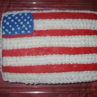 Flag I made this cake for the 4th, the inside was layered red, white and blue. The red layer was red velvet, then white cake mix, the blue layer...