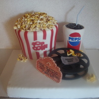 Chad's Birthday My son wanted Strawberry Shortcake for his birthday ,SO, everything is cereal treats covered in fondant.Popcorn is fondant dusted with...