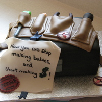 Tool Belt Cake This was to celebrate an electrician getting his papers and being done school as well as getting a vasectomy. Chocolate w/ raspberry...