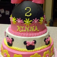 Minnie Mouse Cake I made this for a two year old little girl's birthday.