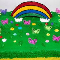 Rainbow Rainbows, Butterflies & Flowers as requested by the birthday girl :) Chocolate rainbow, butterfly rings, dec-on & royal icing...