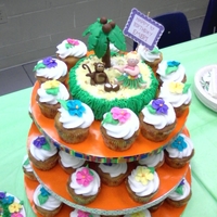 Little Luau This was a cupcake tower for my cousin's daughter's first birthday. They were a white cake mix made with pineapple juice instead...