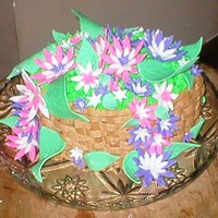 Easter Flower Basket Instead of making a bunny, lamb, cross, etc... I made a basket of fondant flowers last Easter. It was also my first time piping a basket...