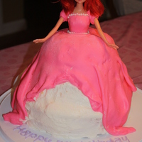 Ariel Princess Cake Ariel princess cake- used an Ariel barbie and the pampered chef batter bowl with an extra round cake underneat. Iced in white buttercream...