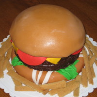 Cheeseburger Cake This was my first real attempt at cake decorating - My niece wanted a Cheeseburger cake for her 8th birthday - so that is what she got!