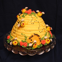 Bumblebee Retirement Cake My team teacher "B" is retiring and her party is bee themed. Amazing Lemon Cake recipe with buttercream frosting. Bees and roses...