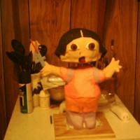 Bobble-Head Dora I saw the bobble-head cake posted by fromscratch and thought that it would be awesome as a Dora. Thanks for the inspiration. I had help...