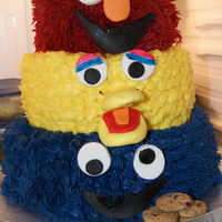 Elmo Big Bird And Cookie Monster Cake 