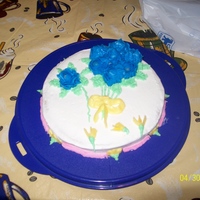 Final Cake On Wilton Course #1 I was so proud of this... completion of the Wilton roses! Woo hoo!!