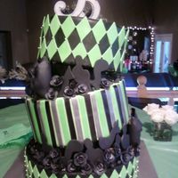Briana's Punk Rock Quinceanera Cake Briana wanted something different other than a traditional quinceanera cake. Lime green and black were her colors. 14" dummy cake, 12&...