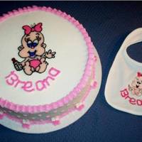 Breana Baby shower cake matching the bib logo they used as the theme.