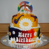 Tye-Dye Birthday This was my first cake. Overall, I don't think it turned out too bad considering that it was my first.