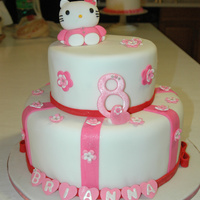 Hello Kitty Cake Hello Kitty, flowers and hearts made of fondant12' and 8" cakes covered in fondant
