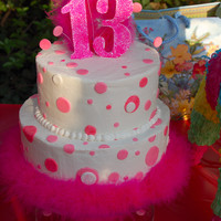 Polka Dots Birthday Cake buttercream icing fondant dots