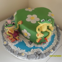 The Lily Pad Prince Frog prince on a lilly pad with the princess looking on. An 8th Birthday cake