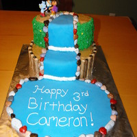Dora & Diego Waterfall Cake Super fun and pretty easy cake to make....Can be used with any characters as well....