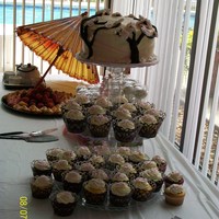 Cherry Blossom Cake And Cupcakes Cherry blossom cake with matching cupcakes. Cake is lemon with raspberry mousse covered in 1928 Waldorf red velvet cake icing. Modeling...
